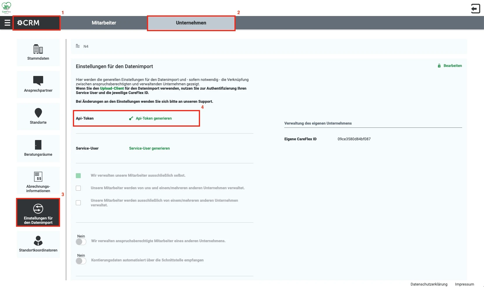 Screenshot API-Token generieren