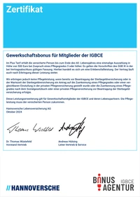 Zertifikat, 500 EUR Bonus, Sterbegeldversicherung